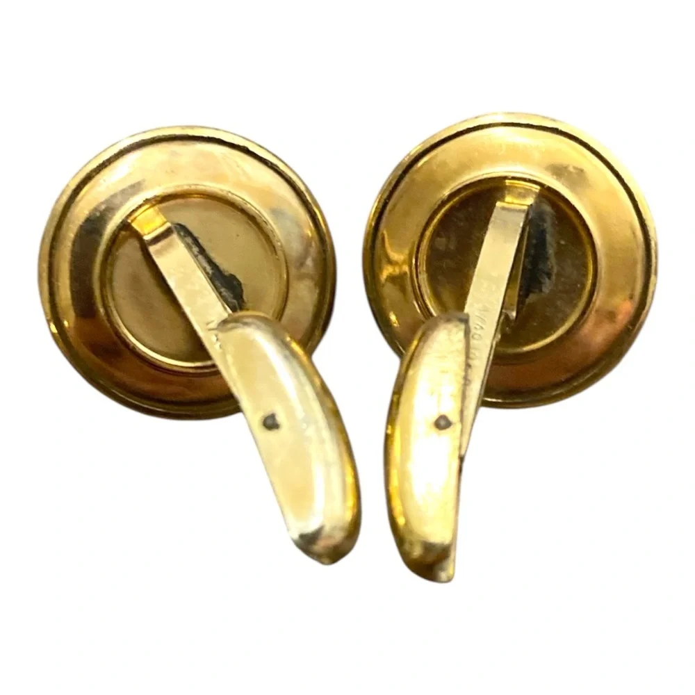 Vintage Hickok Faux Tiger’s Eye Cufflinks 1/40 10K Rolled Gold Plate Round USA